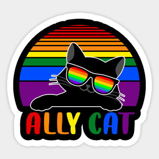 LGBT Ally Cat Be Kind Gay Rainbow Funny LGBTQ Flag Gay Pride Sticker